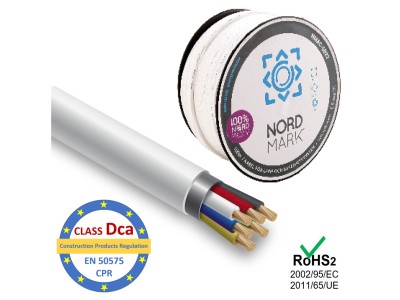ElectroBase ® Kabelis apsardzes un signalizācijas sistēmām, Nordmark, 6 dzīslas, apalvots varš/ LSZH, Dca, 100m