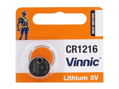 Vinnic CR1216 baterijas 3V Vinnic litija CR1216 iepakojumā 1 gb.