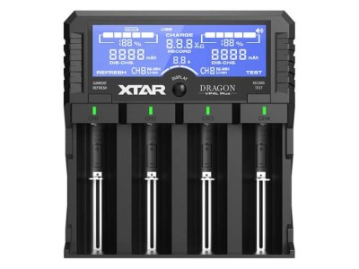 XTAR ® Xtar VP4L Plus Dragon viedais lādētājs/analizators Li-ion/Ni-MH, 4 ligzdas, 2A, 21700 prot.