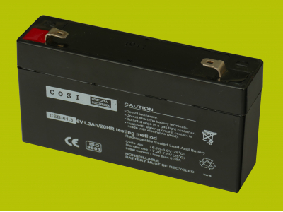 COSI™ 6V 1.3Ah akumulators :: AGM : VRLA :: 6 Volti, 1.3 ampērstundas (Ah) :: Klemmes tips T1 (4.75mm)