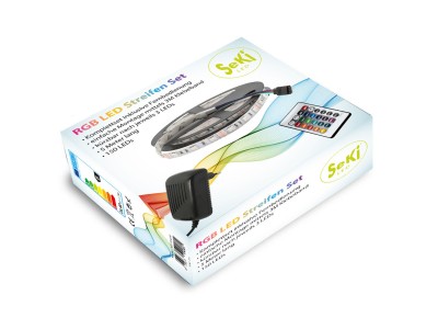  Krāsainas RGB LED lentes komplekts ar pulti un barošanas bloku | 150 diodes | 5 metri | 21W