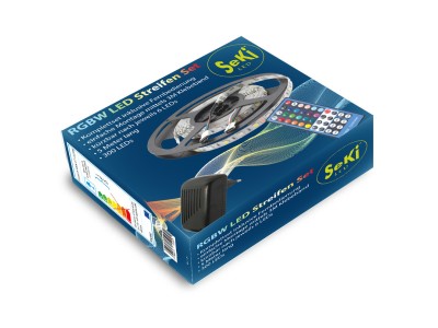  300 diožu  RGB+W (silti baltu) LED lentes komplekts ar pulti un barošanas bloku | 5 metri | 36W