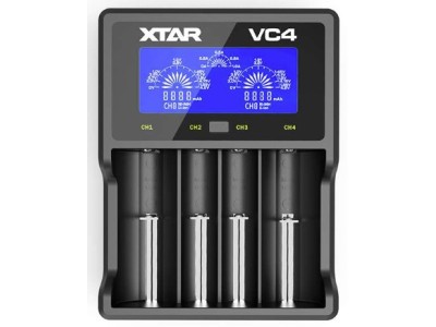XTAR ® VC4 viedais LCD lādētājs Li-ion/Ni-MH (18650, 21700, AA, AAA), 4 ligzdas, USB barošana