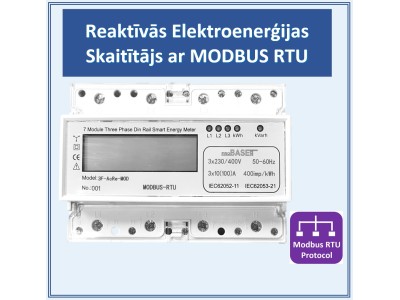 ProBase™ Reaktīvās/Aktīvās Enerģijas un Jaudas Trīsfāžu Elektrības Skaitītājs, 100A, Modbus RTU RS485, 7DIN