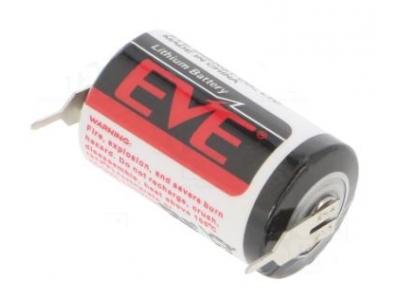  Baterija | Litija | 3.6V; 1/2AA,1/2R6; 2pin, paredzēt PCB; Ø14.5x25.4mm