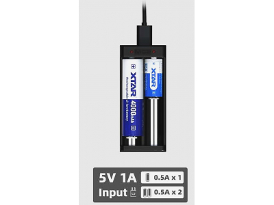 XTAR ® MC2 lādētājs Li-ion akumulatoriem (18650, 21700, 26650, 20700, 14500, 16340, 18350, 18500, 10440)