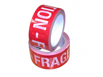 VAN LAUWER ™ Brīdinājuma lente CAUTION FRAGILE sarkana ar baltu apdruku 48mmx60m