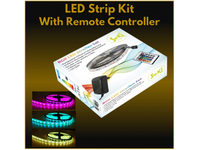  Krāsainas RGB 150LEDs 12V LED Lentas komplekts ar pulti un vadības bloku | Garums 5 metri