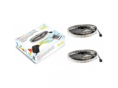 Krāsainas RGB 150LEDs 12V LED Lentas komplekts ar pulti un vadības bloku. Garums 5+5=10 Metri
