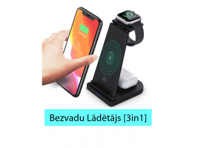 ElectroBase ® Bezvadu lādētājs [3in1] Apple telefoniem, Airpods austiņām un iWatch pulksteņiem.