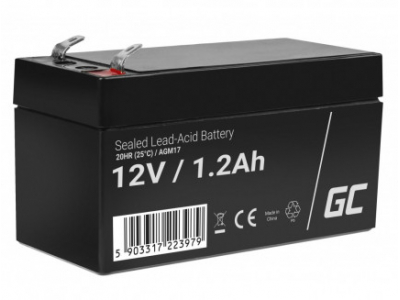 Green Cell ® 12V 1.2Ah akumulators :: AGM : VRLA :: 12 Volti, 1.2 ampērstundas (Ah) :: Klemmes tips T1 (4.75mm)