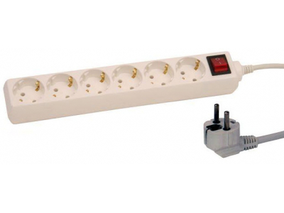 ElectroBase ® Pagarinātājs 1,5m ar slēdzi 6rozetes 3G1,0 balts 126001