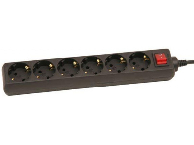 ElectroBase ® Pagarinātājs 1,5m ar slēdzi 6rozetes 3G1,0 melns 33061