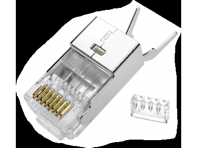 ElectroBase ® Konektors EZ RJ45 (EZ-RJ45 un Easy tipa) ekranēts STP FTP CAT7 CAT6A LAN kabelim | Pass Through