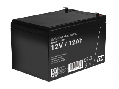 Green Cell ® 12V 12Ah akumulators :: AGM : VRLA :: 12 Volti, 12 ampērstundas (Ah) :: Klemmes tips T1 (4.75mm)