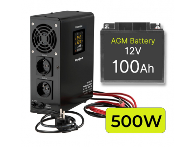 ElectroBase ® Rezerves Elektropadeves Komplekts Apkures Sistēmai 500W + 12V 100Ah akumulators