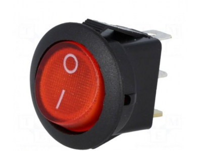  ROCKER | SPST | Pozīcija:2 | OFF-ON | 6,5A/250VAC | sarkans | neona lampa | 35m10