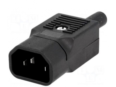  Savienotājs: maiņstrāvas padeve | spraudnis | Male | 10A | 250VAC | IEC 60320 | C14 (E)