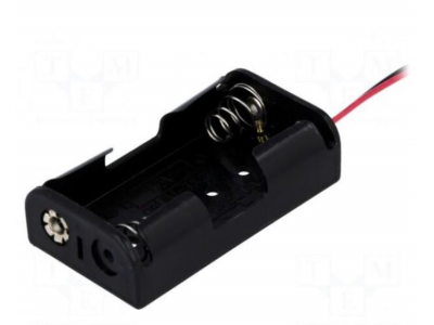  Turētājs | Pievadi: kabeļi | Izmērs: AA, R6 | Batt.nr:2 | Krāsa: melna | 150 mm