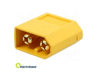  Kontaktligzda | Līdzstrāvas padeve | XT60 | Male | PIN:2 | uz PCB | THT | Krāsa: dzeltena