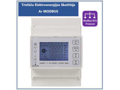ElectroBase ® Trīs fāžu elektrības skaitītājs | Multi tarifu | MODBUS protokols rādījumu attālinātai nolasīšanai