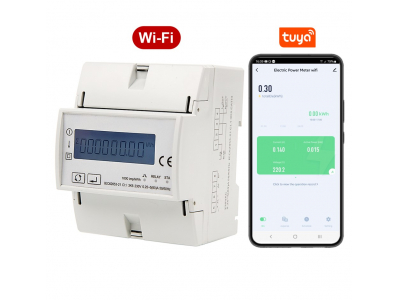 ElectroBase ® Vienfāzes elektrības skaitītājs | Multi tarifu | Wi-Fi | Tuya aplikācija | Iebūvēts Relejs