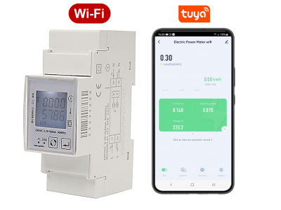 ElectroBase ® Vienfāzes elektrības skaitītājs | Multi tarifu | Wi-Fi | Tuya aplikācija | Iebūvēts Relejs