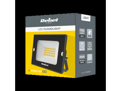 REBEL ™ Ārtelpu mitrumizturīgs LED prožektors , 20W, IP65, 1700 lm, 4000K, 120°