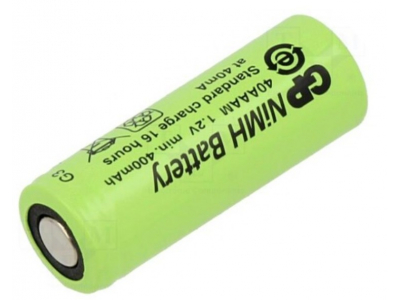  Re-battery: Ni-MH | 2/3AAA | 1.2V | 400mAh | Ø10.2x29.3mm | 40mA