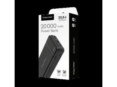 Kruger&Matz 20 000 mAh Lādētājs - Akumulators | Power Bank | USB-C, 2xUSB-A | Quick Charge 3.0