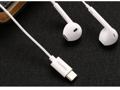  In-ear headphones, wired Foneng T15, USB-C, 1.2m (white)