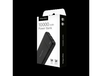 Kruger&Matz 10 000 mAh Lādētājs-akumulators (Power Bank) : 2x USB-A : USB-C : micro USB : LED indikators : 206g