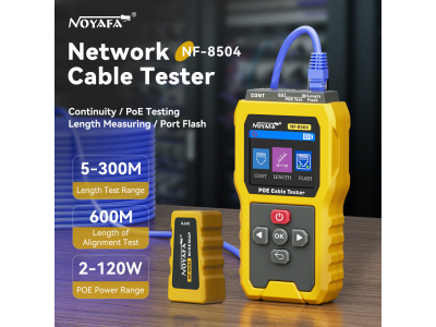 NOYAFA ® CAT5/CAT6 testeris | LCD ekrāns | PoE testēšana | kabeļa testi | garuma mērīšana | Portu testi