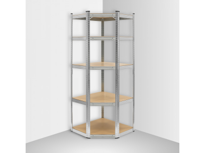 REBEL ™ Stabils stūra Metāla plaukts Rebel 180x40x70cm | sudraba | cinkotsCorner metal rack 180x70x70x40 cm