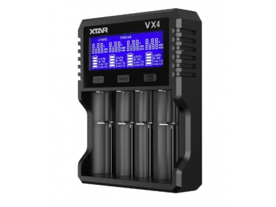 XTAR ® XTAR VX4 lādētāja komplekts (SET) | 1.5V Li-ion, 3.7V Li-ion, LiFePO4, Ni-MH, 4 ligzdas, LCD