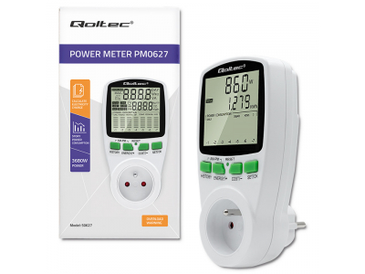 Qoltec ® Kontaktligzdas elektroenerģijas skaitītājs ar patēriņa vēstures funkciju | 3680W | 16A | Liels LCD