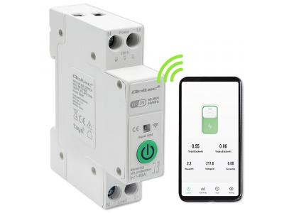 Qoltec ® Wi-Fi elektroenerģijas skaitītājs ar releju | DIN sliede | 63A | Taimeris | Tuya (iOS, Android)