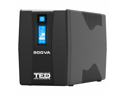 TED ® 900VA 500W UPS Line Interactive – LCD displejs – 2 x izejas | Akumulators 12V 9Ah