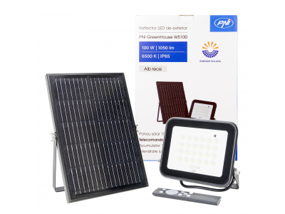 PNI ® PNI GreenHouse 100W LED prožektors ar saules paneli un 10000mAh akumulatoru | Tālvadības pults