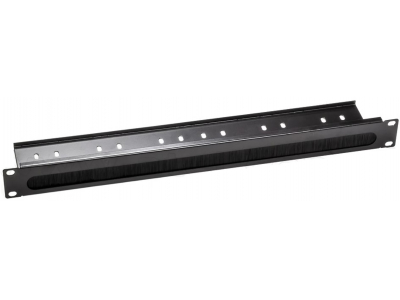 ProBase™ 1U kabeļu aizsargpanelis ar plauktu un putekļu aizsargbirsti 19" skapju vadu pārvaldībai