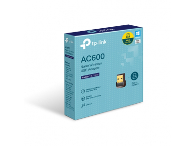 TP-LINK Archer T2U Nano — ātrs AC600 USB Wi-Fi adapteris ar 2.4 / 5 GHz joslām, līdz 600 Mb/s un drošu WPA2
