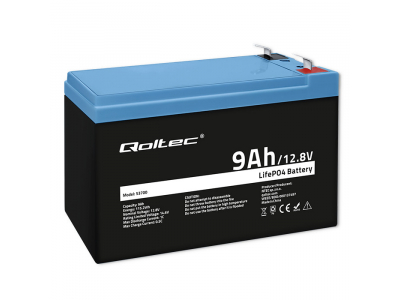 Qoltec ® LiFePO4 litija dzelzs fosfāta akumulators | 12.8V | 9Ah | 115.2Wh | BMS | QOLTEC