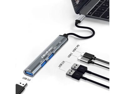 Qoltec ® Qoltec Hub Adapter USB-C 3.1 5-in-1 | USB-C PD | USB-C | 2× USB 2.0 | USB 3.0