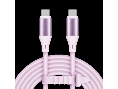 Kruger&Matz USB-C – USB-C 100W savienotājkabelis (1 m), silikona, rozā – Kruger & Matz Basic sērija
