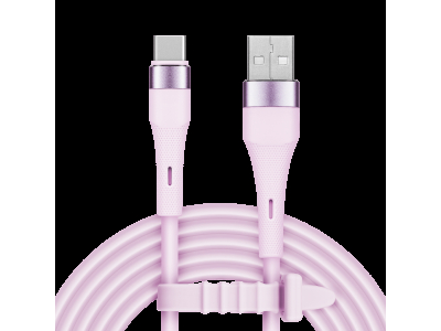 Kruger&Matz USB – USB Type-C savienotājkabelis (1 m), silikona, rozā – Kruger & Matz Basic sērija