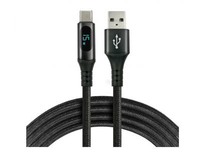 everActive™ Kabelis ar LCD displeju | USB - USB-C | 100 cm | Ātrā uzlāde 3A | Dati līdz 480 Mb/s | everActive
