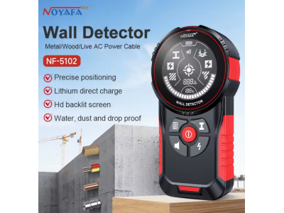NOYAFA ® Profesionāls sienu detektors: AC/metāla/koka meklētājs, VA displejs, IP54, Type-C uzlāde, svars 152g