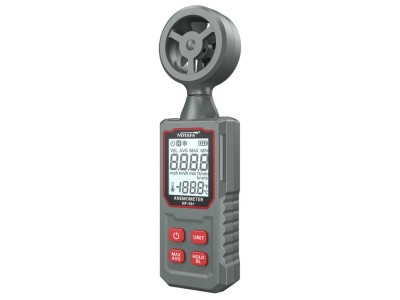NOYAFA ® Digitālais anemometrs: vēja ātrums/temp, 0.3-30m/s, 5 vienības, MAX/MIN/AVG, apgaismojums