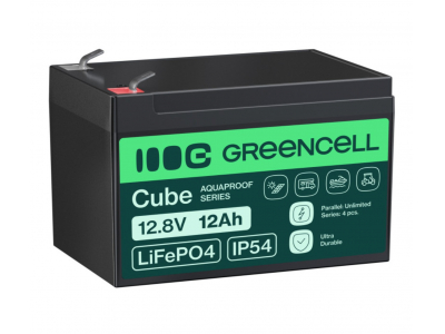 Green Cell ® Green Cell CUBE LiFePO4 akumulators 12Ah 12.8V 153.6Wh (litija dzelzs fosfāts) ratiņkrēslam