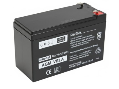 COSI™ 12V 7Ah akumulators :: AGM : VRLA :: 12 Volti, 7 ampērstundas (Ah) :: Klemmes tips T1 (4.75mm)